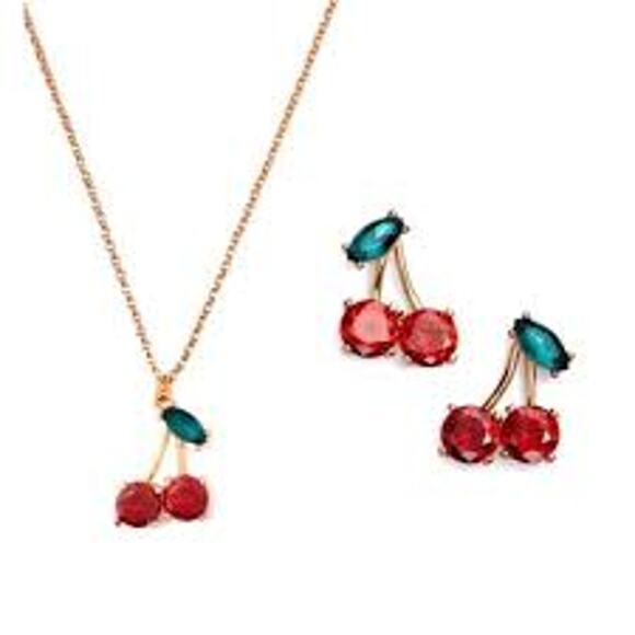 Kate Spade Cherie Cherry Necklace & Earrings set - Picture 1 of 6